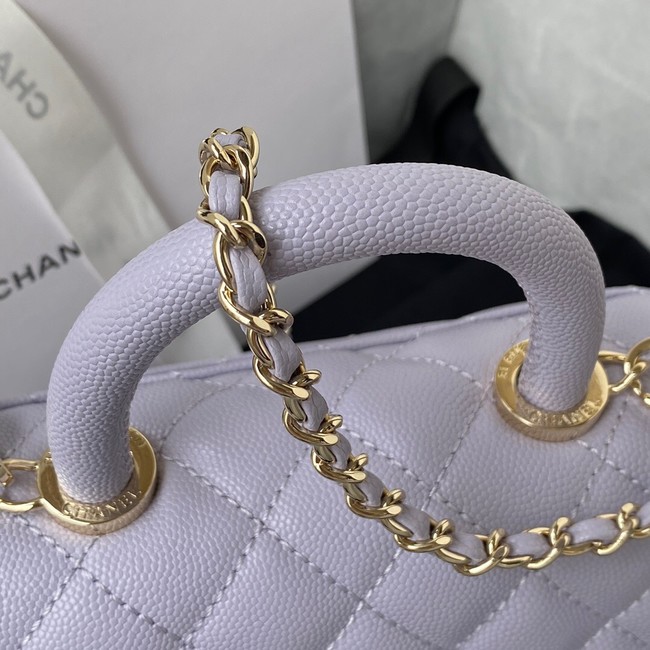 Chanel flap bag with top handle Grained Calfskin gold-Tone Metal AS2215 light purple