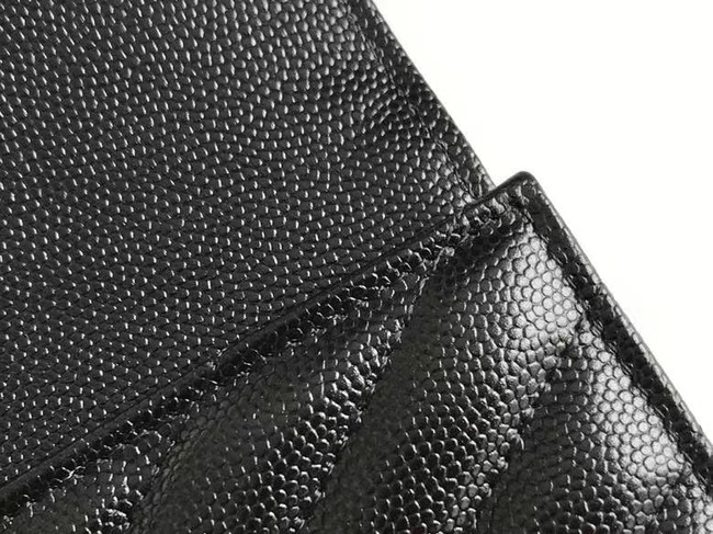 Yves Saint Laurent MONOGRAM CLUTCH IN QUILTED GRAIN DE POUDRE EMBOSSED LEATHER B617662 black