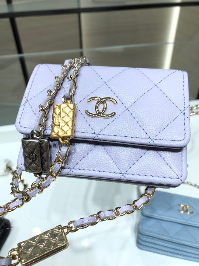 Chanel mini leather Shoulder Bag AP2444 light purple