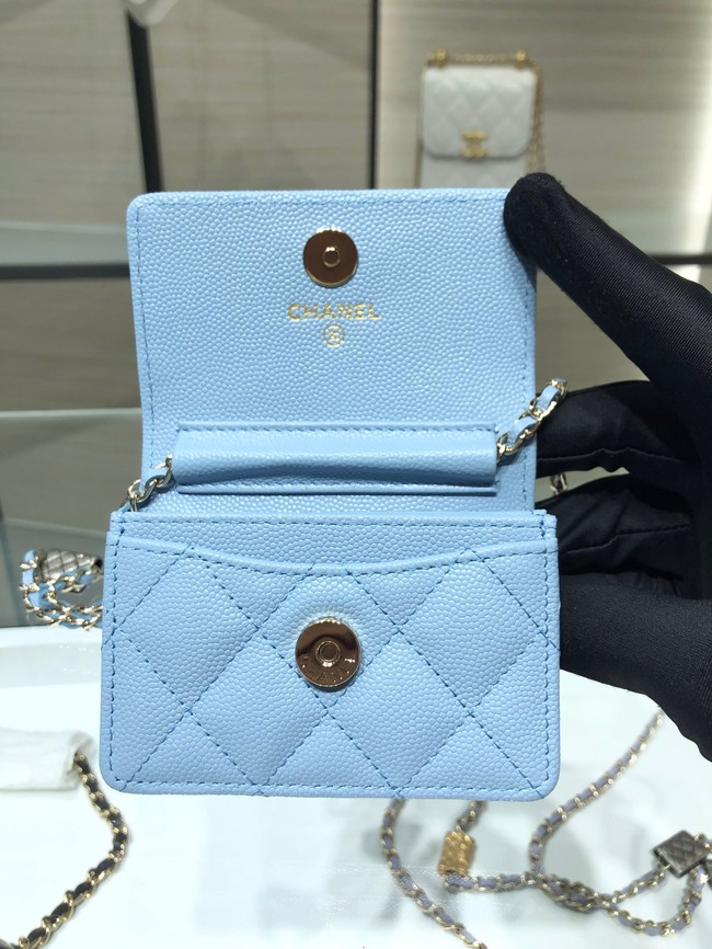 Chanel mini leather Shoulder Bag AP2444 sky blue