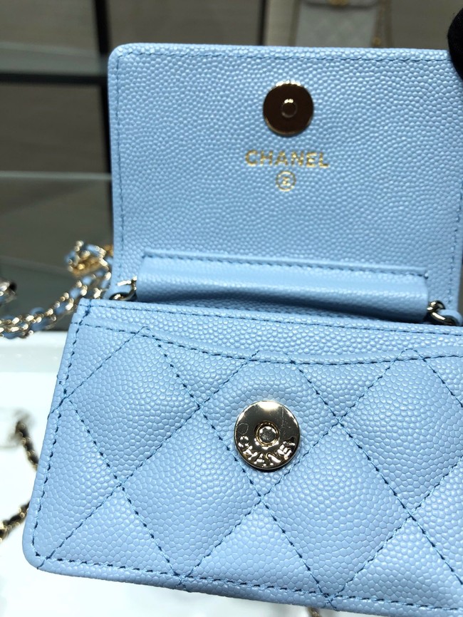 Chanel mini leather Shoulder Bag AP2444 sky blue