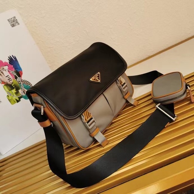 Prada Re-Nylon and Saffiano leather shoulder bag 2VD769 black&gray