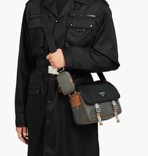 Prada Re-Nylon and Saffiano leather shoulder bag 2VD769 black&gray