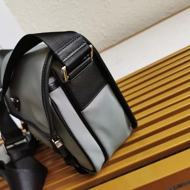 Prada Re-Nylon and Saffiano leather shoulder bag 2VD769 gray