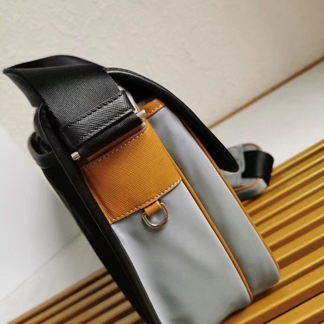 Prada Re-Nylon and Saffiano leather shoulder bag 2XD770 black&gray