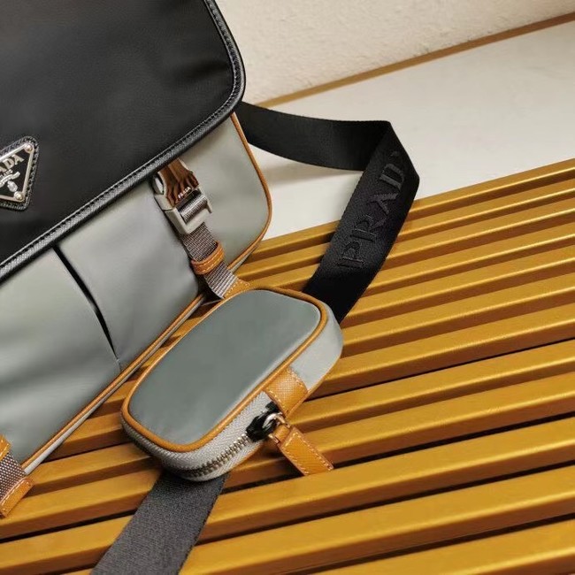 Prada Re-Nylon and Saffiano leather shoulder bag 2XD770 black&gray