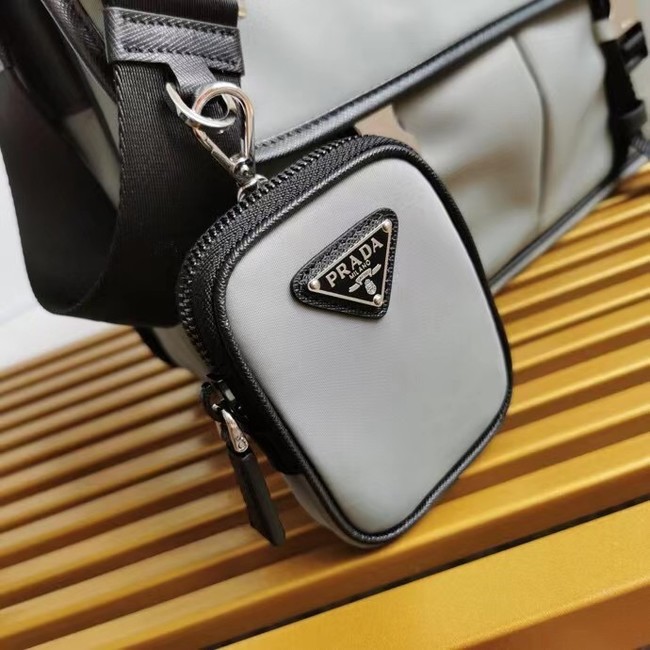 Prada Re-Nylon and Saffiano leather shoulder bag 2XD770 gray