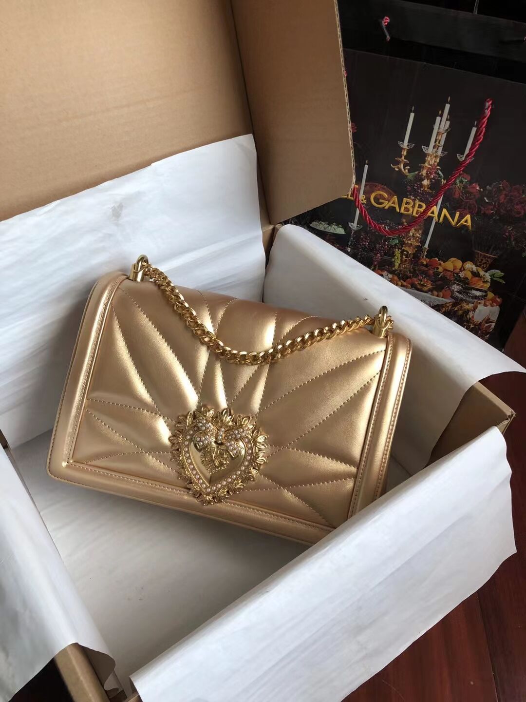 Dolce & Gabbana Origianl Leather Bag 4348 gold