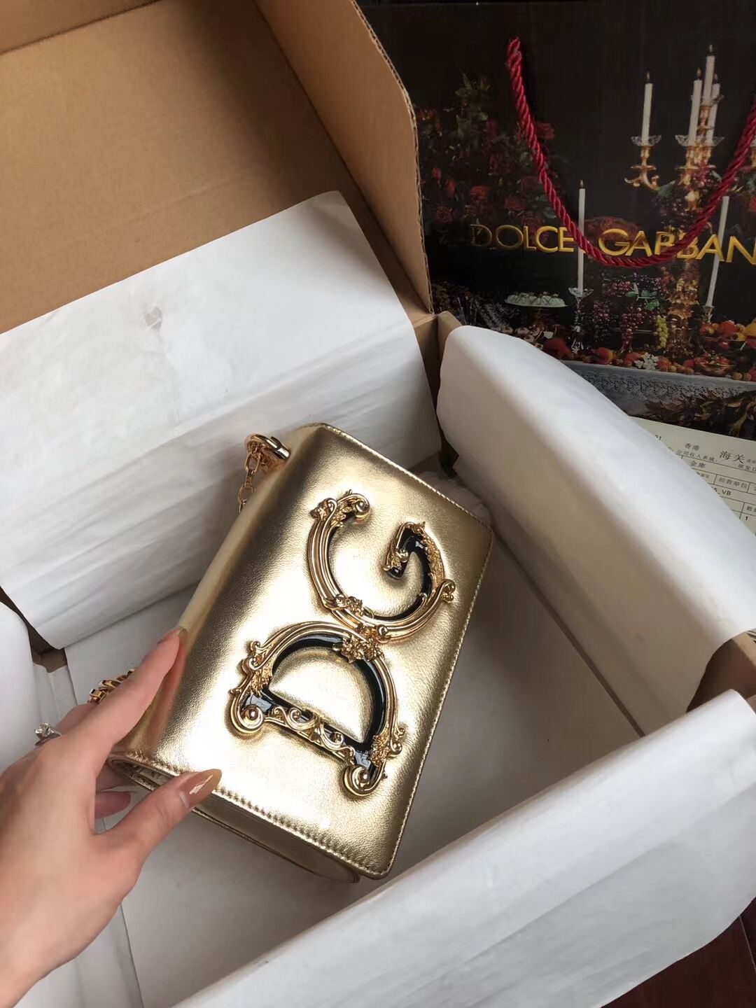 Dolce & Gabbana Origianl Leather Shoulder Bag 4006 gold