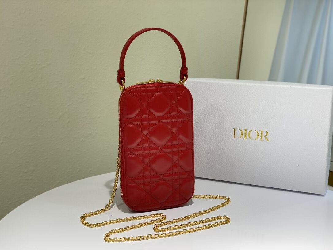 DIOR MINI BOBBY BAG Gradient Cannage Lambskin C0955 red 