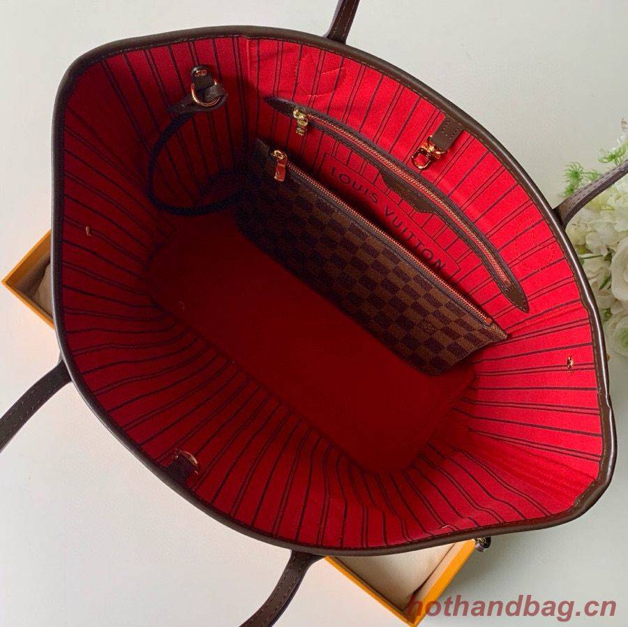 Louis Vuitton Damier Ebene Canvas Neverfull M41358 Red