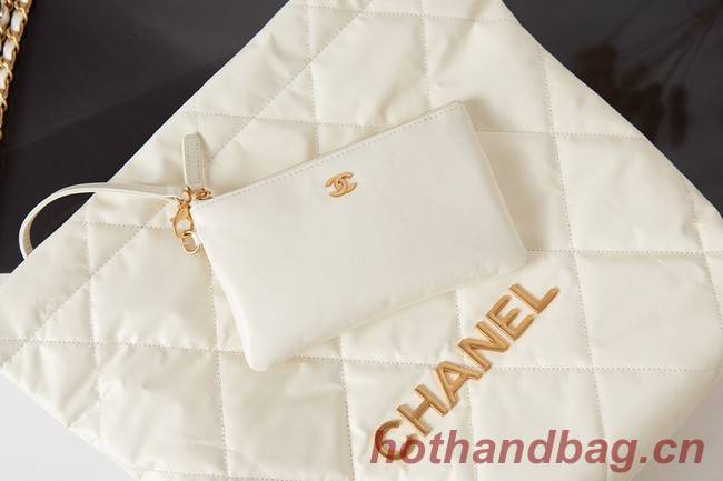 Chanel SHOPPING BAG Calfskin & Gold-Tone Meta AS3261 white