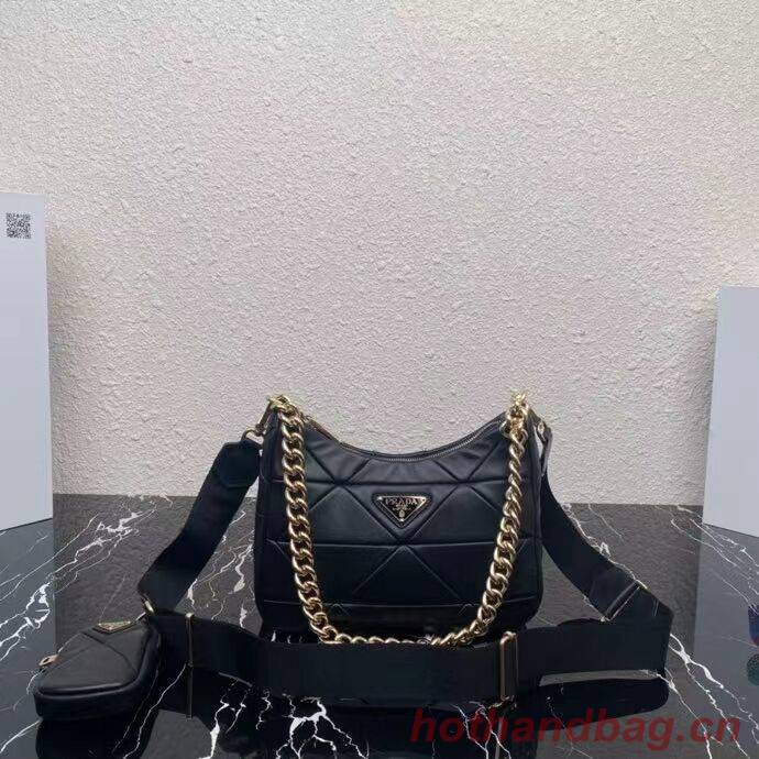 Prada System nappa leather patchwork shoulder bag 1AC151 black