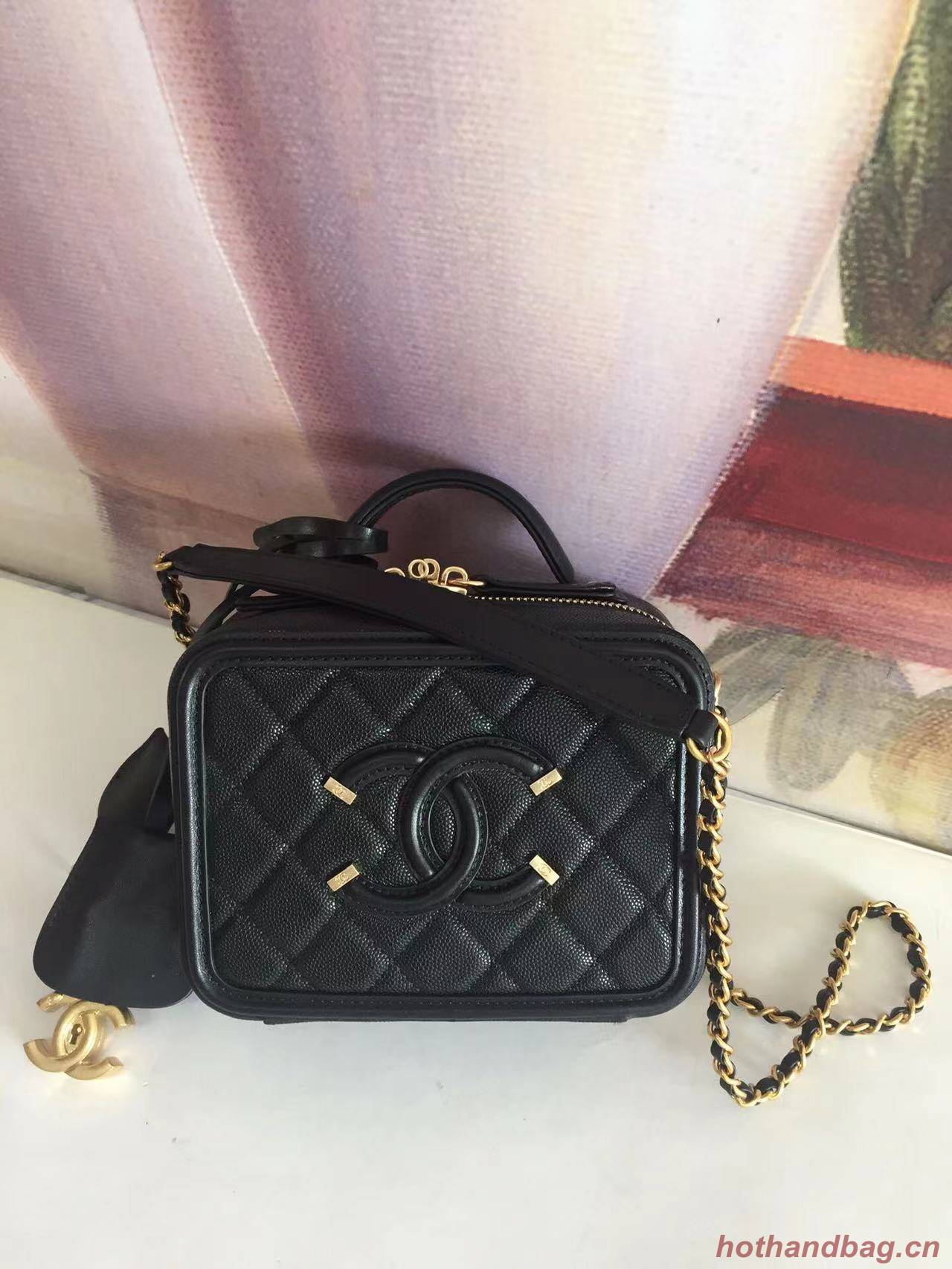 Chanel mini Vanity Case Grained Calfskin A93342 Black