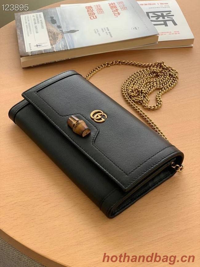 Gucci Diana chain wallet with bamboo 658243 black