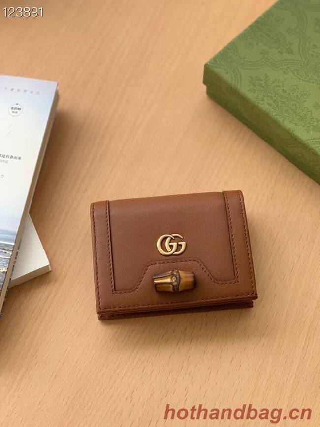 Gucci Diana card case wallet 658244 brown