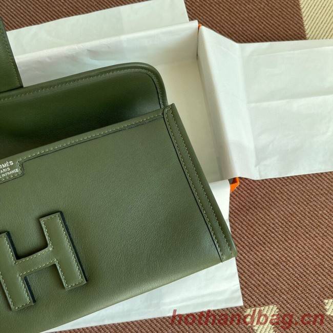 Hermes Original jige swift Leather Clutch 37088 blackish green