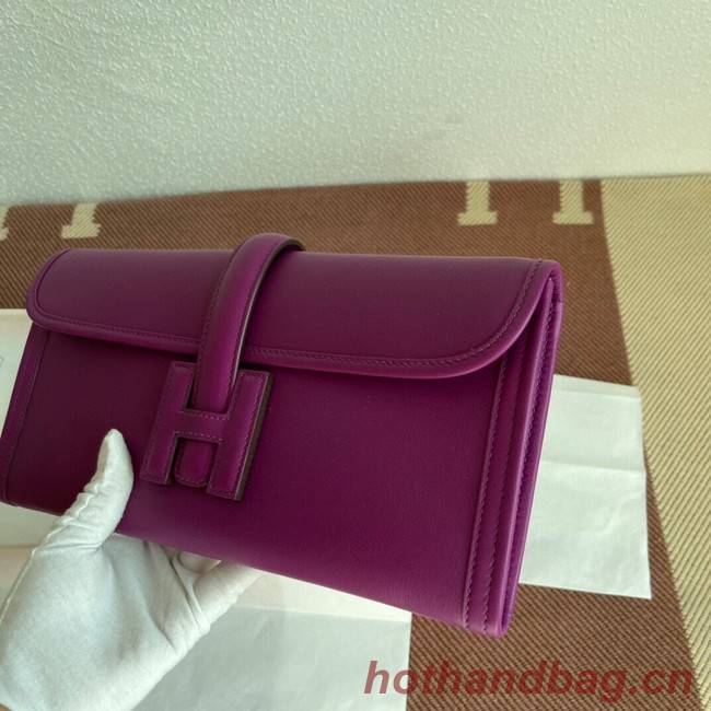 Hermes Original jige swift Leather Clutch 37088 purple