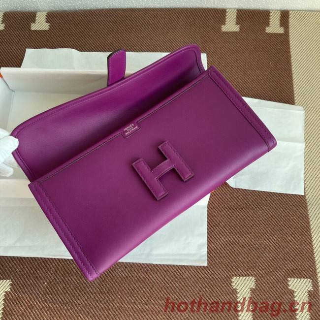 Hermes Original jige swift Leather Clutch 37088 purple