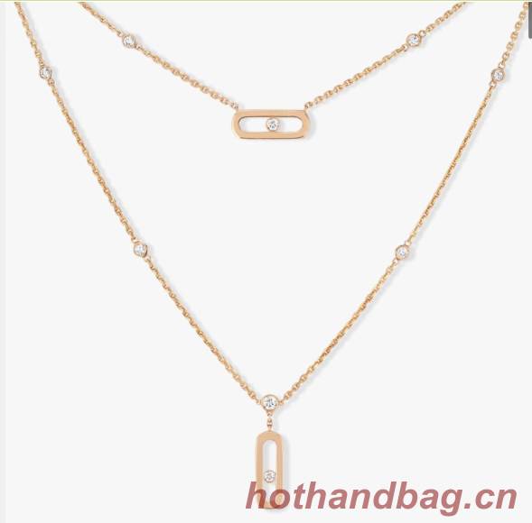 Messika Rose Gold Diamond Nacklace M5435 Move Uno 2 Rows