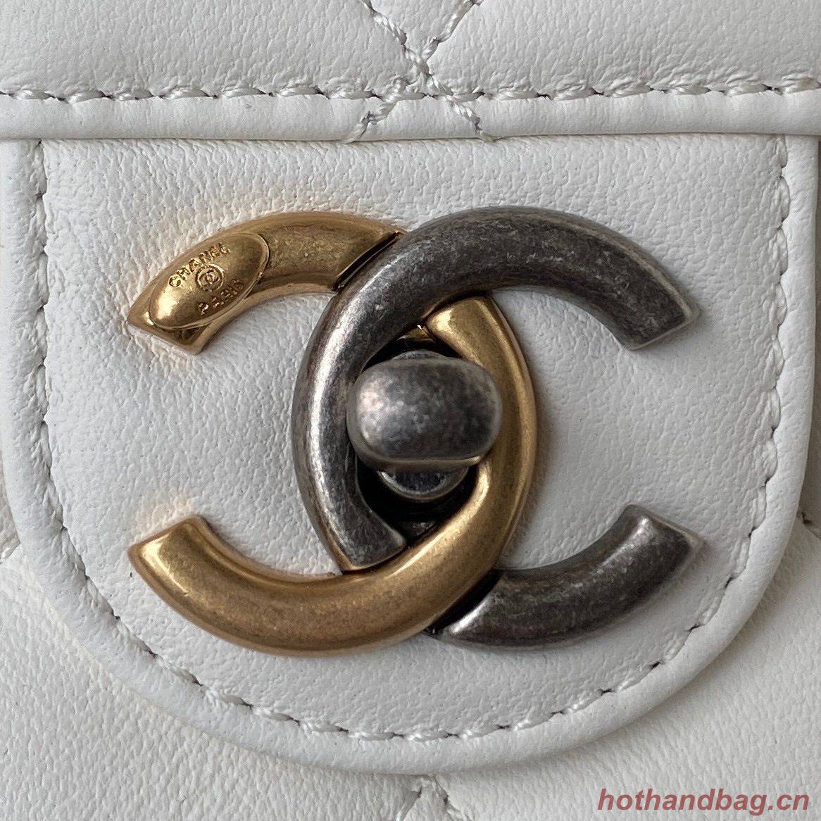 Chanel Original Leather Pearl Hairpin Badge Bag AS2979 White