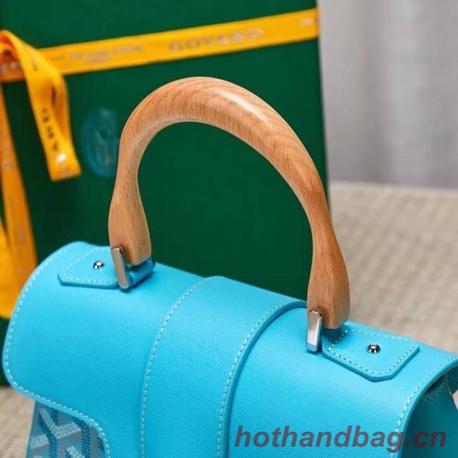 Goyard Calfskin Leather saigon mini Tote Bag 9955 light blue