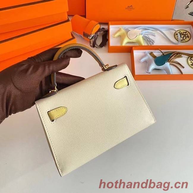 Hermes Kelly 19cm Shoulder Bags Epsom Leather KL19 Gold hardware Cream&yellow