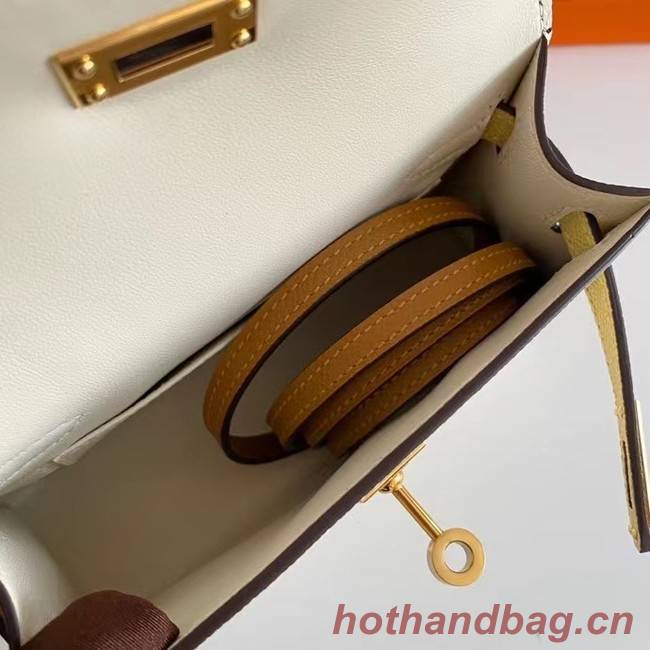 Hermes Kelly 19cm Shoulder Bags Epsom Leather KL19 Gold hardware Cream&yellow