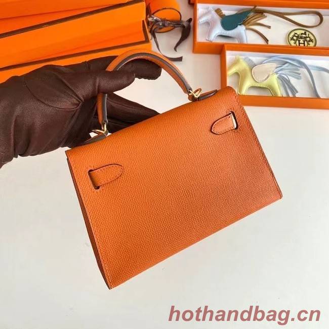 Hermes Kelly 19cm Shoulder Bags Epsom Leather KL19 Gold hardware orange