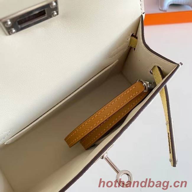 Hermes Kelly 19cm Shoulder Bags Epsom Leather KL19 Silver hardware Cream&yellow