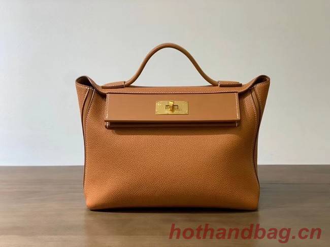 Hermes Kelly Original togo Leather Tote Bag H2424 gold brown