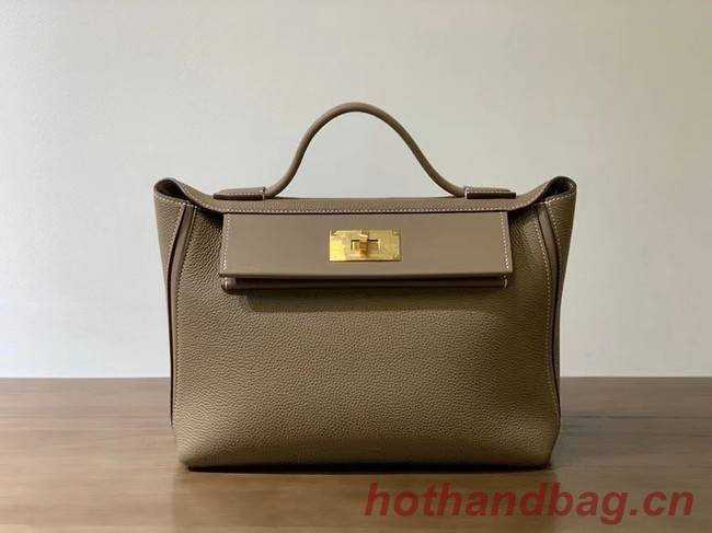 Hermes Kelly Original togo Leather Tote Bag H2424 gray