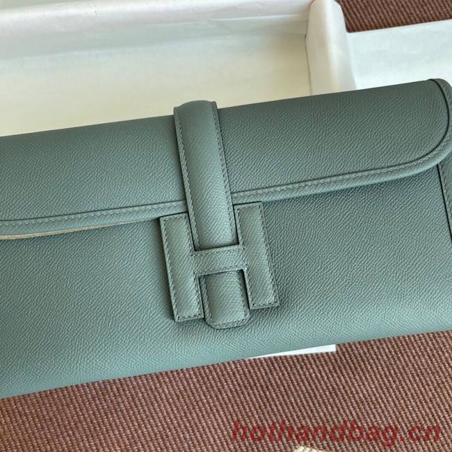 Hermes Original Espom Leather Clutch 37088 Almond green