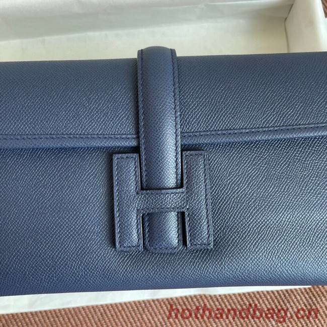 Hermes Original Espom Leather Clutch 37088 Sapphire blue