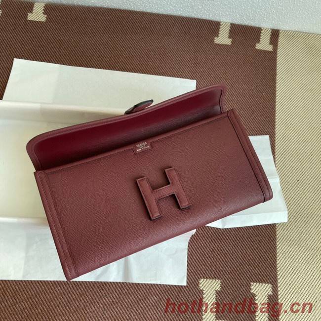 Hermes Original Espom Leather Clutch 37088 claret