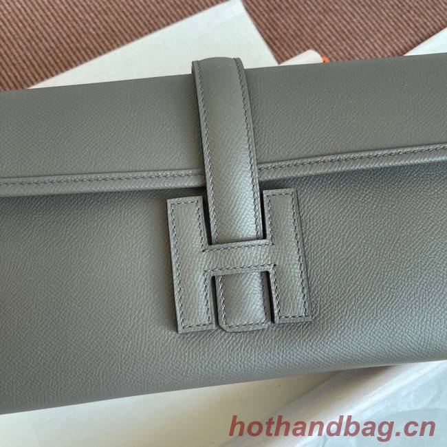Hermes Original Espom Leather Clutch 37088 dark gray