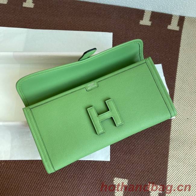 Hermes Original Espom Leather Clutch 37088 light green