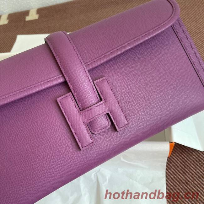 Hermes Original Espom Leather Clutch 37088 purple