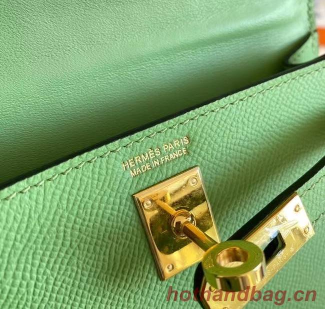 Hermes Kelly 19cm Shoulder Bags Epsom Leather KL19 Gold hardware Avocado Green