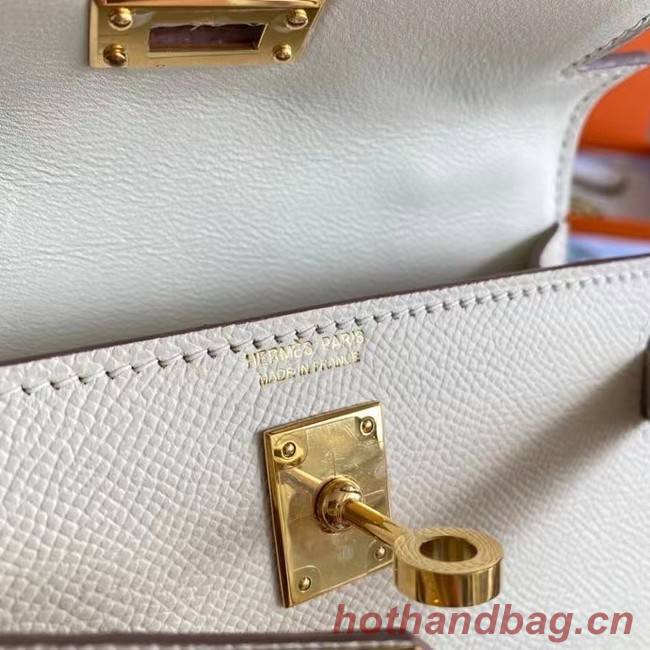 Hermes Kelly 19cm Shoulder Bags Epsom Leather KL19 Gold hardware Cream