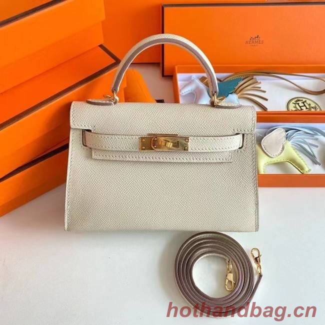 Hermes Kelly 19cm Shoulder Bags Epsom Leather KL19 Gold hardware Cream