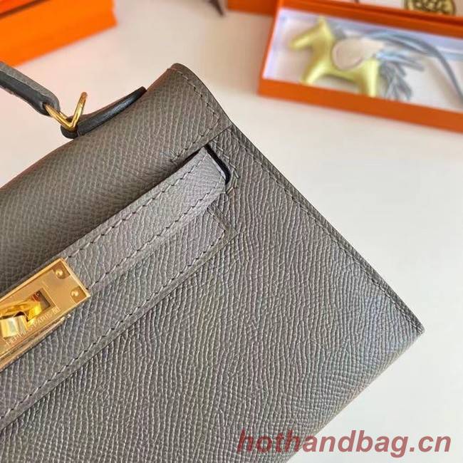 Hermes Kelly 19cm Shoulder Bags Epsom Leather KL19 Gold hardware gray
