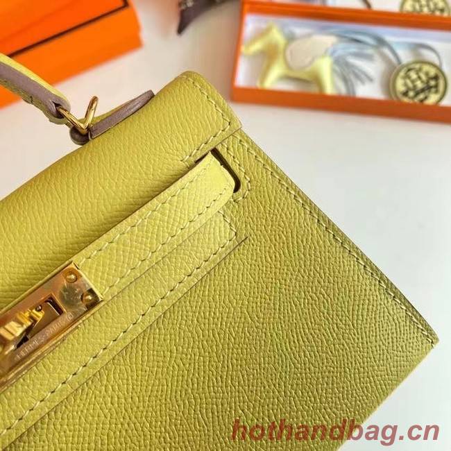 Hermes Kelly 19cm Shoulder Bags Epsom Leather KL19 Gold hardware lemon