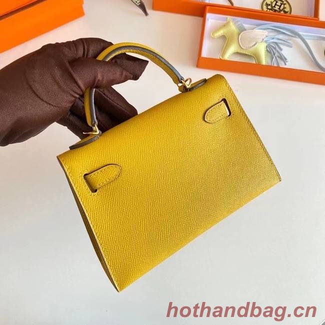 Hermes Kelly 19cm Shoulder Bags Epsom Leather KL19 Gold hardware yellow