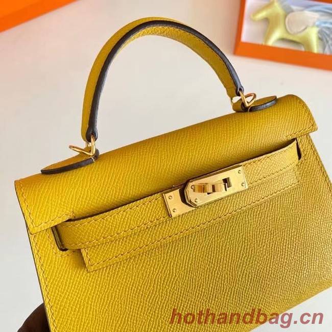 Hermes Kelly 19cm Shoulder Bags Epsom Leather KL19 Gold hardware yellow