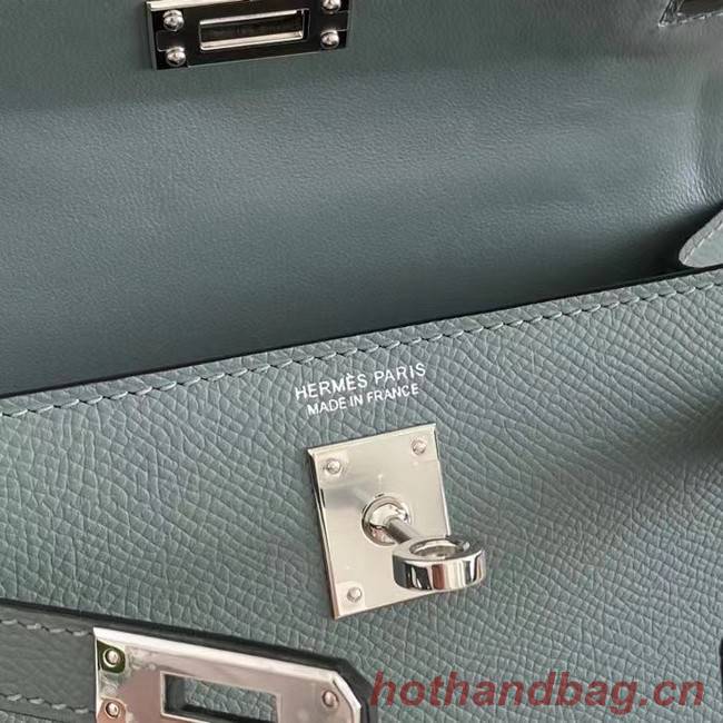 Hermes Kelly 19cm Shoulder Bags Epsom Leather KL19 Silver hardware Almond green