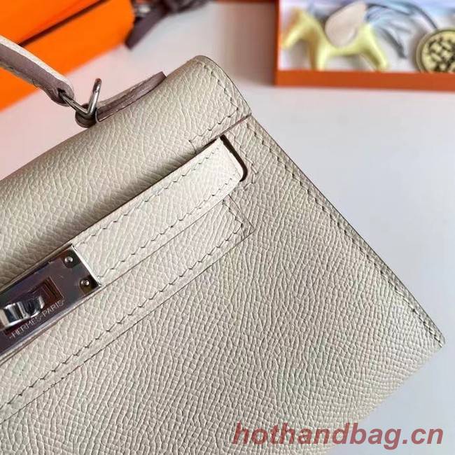 Hermes Kelly 19cm Shoulder Bags Epsom Leather KL19 Silver hardware Cream