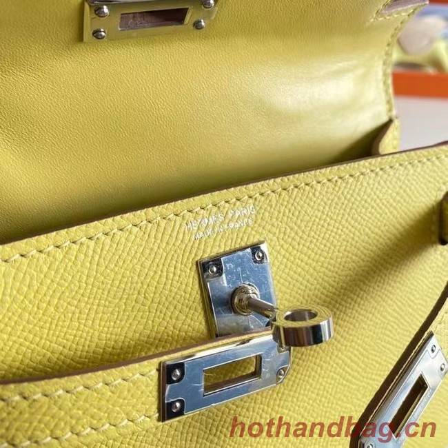 Hermes Kelly 19cm Shoulder Bags Epsom Leather KL19 Silver hardware lemon