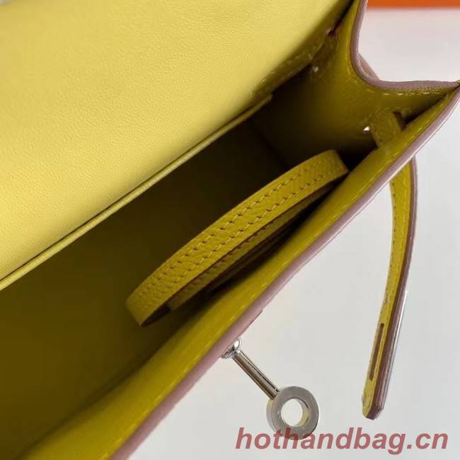 Hermes Kelly 19cm Shoulder Bags Epsom Leather KL19 Silver hardware lemon