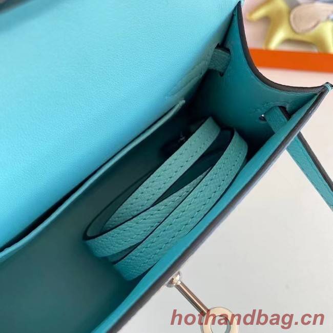 Hermes Kelly 19cm Shoulder Bags Epsom Leather KL19 Silver hardware sky blue